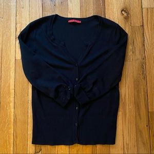 RED Petite Button Down Cardigan in Black